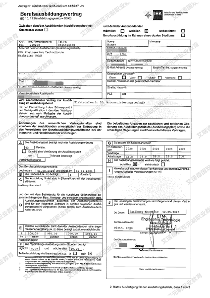 德国双元制电子技术工程自动化专业-黄同学录取通知书 (https://www.aery-syz.com/) 录取通知书 第1张